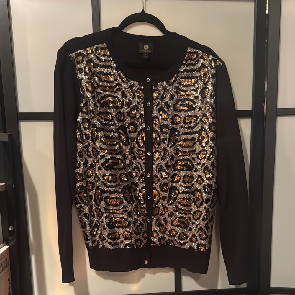 Sequin Animal Print Cardigan